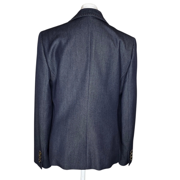 Kasper Womens 2 Button Blazer Career Business Wear Blue Denim Look Size 6 - Picture 2 of 7